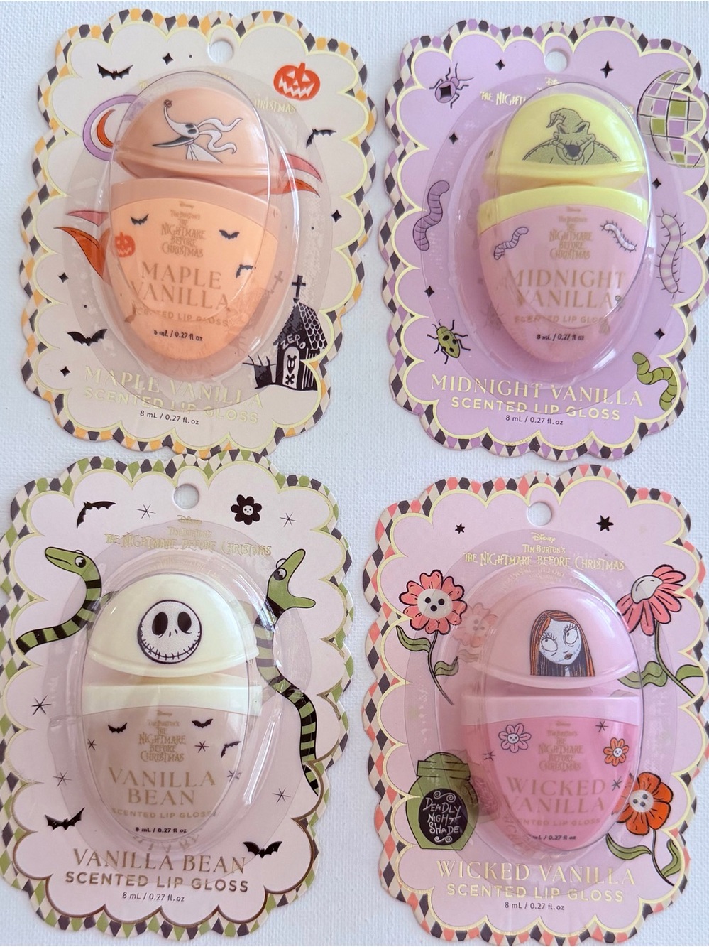 NWT Disney Nightmare Before Christmas Scented Lip Gloss Set - 4 Pack